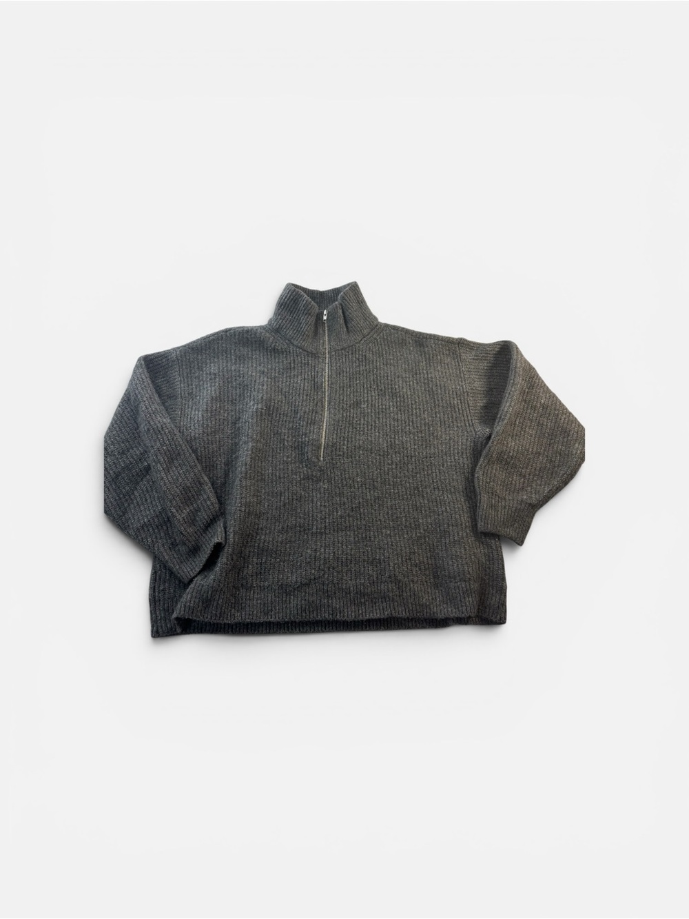 Vince Camuto Half Zip Knit‎ Ribbed Soft Sweater Womens XLarge Heather Grey